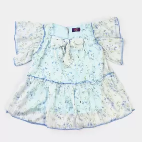 Girls Chiffon Fancy Top-SKY BLUE