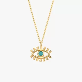 Gold Evil Eye Necklace | 14K Solid Gold