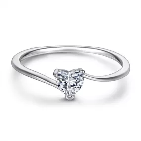 Heart Cut Solitaire Engagement Ring in Sterling Silver