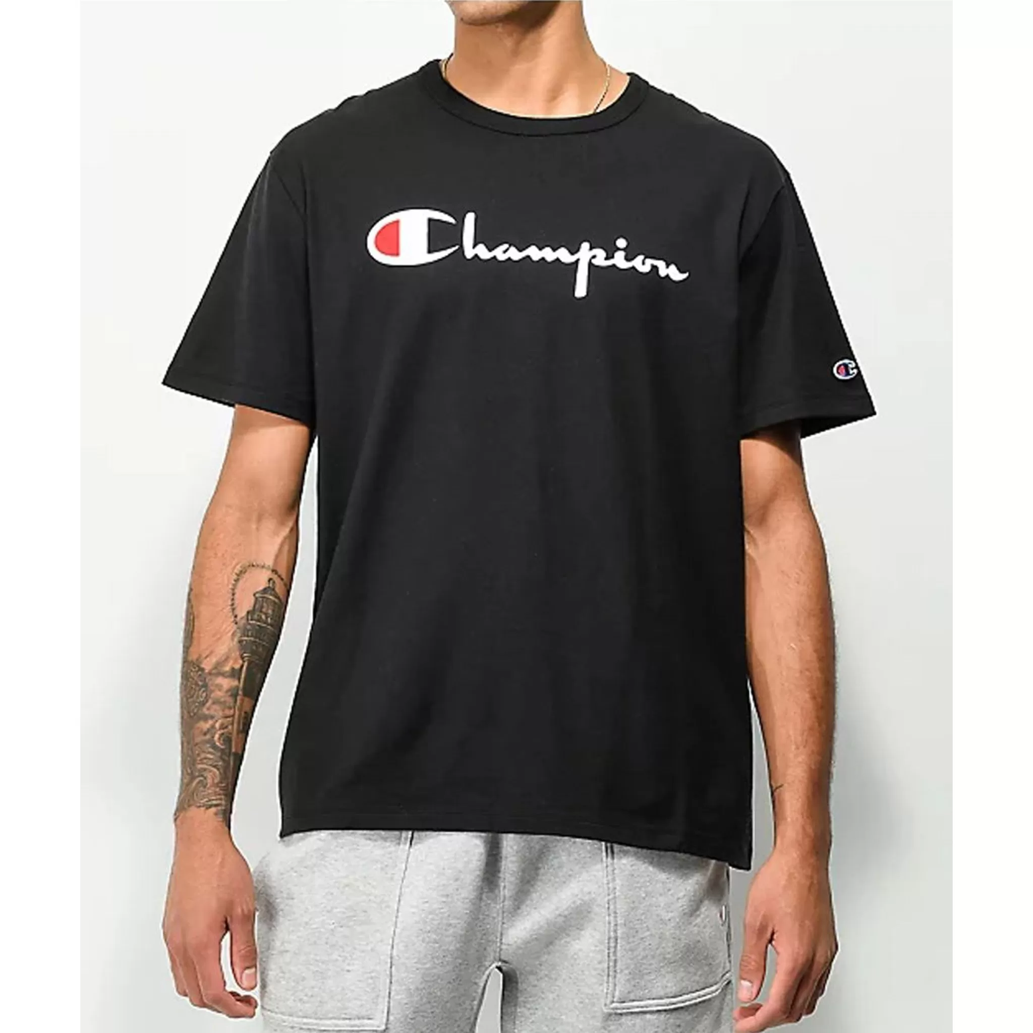 Heritage script logo tee (Black/white)