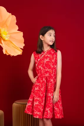 Jersey Luna Cheongsam - Red Phoenix