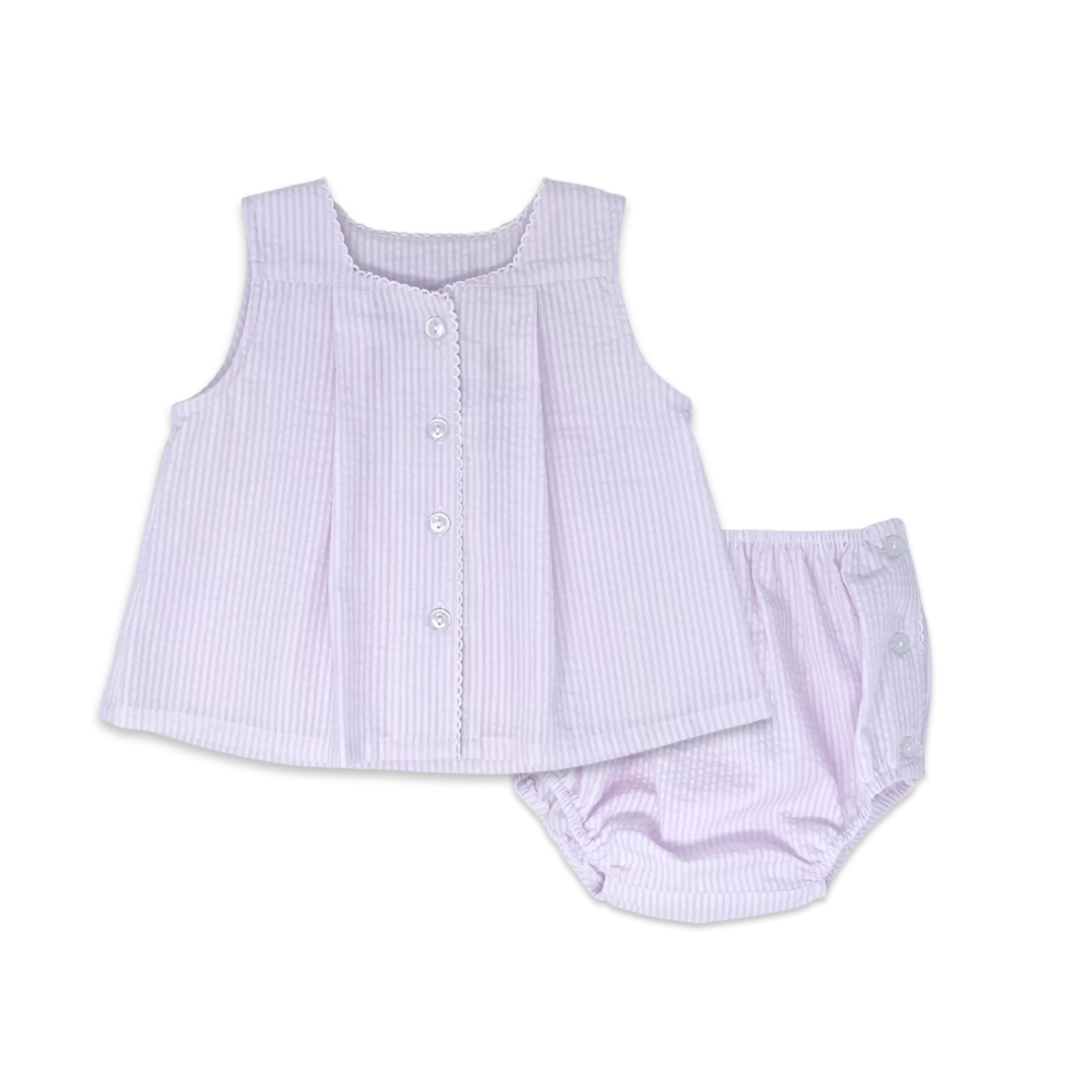 Jill Diaper Set - Pink Summer Seersucker