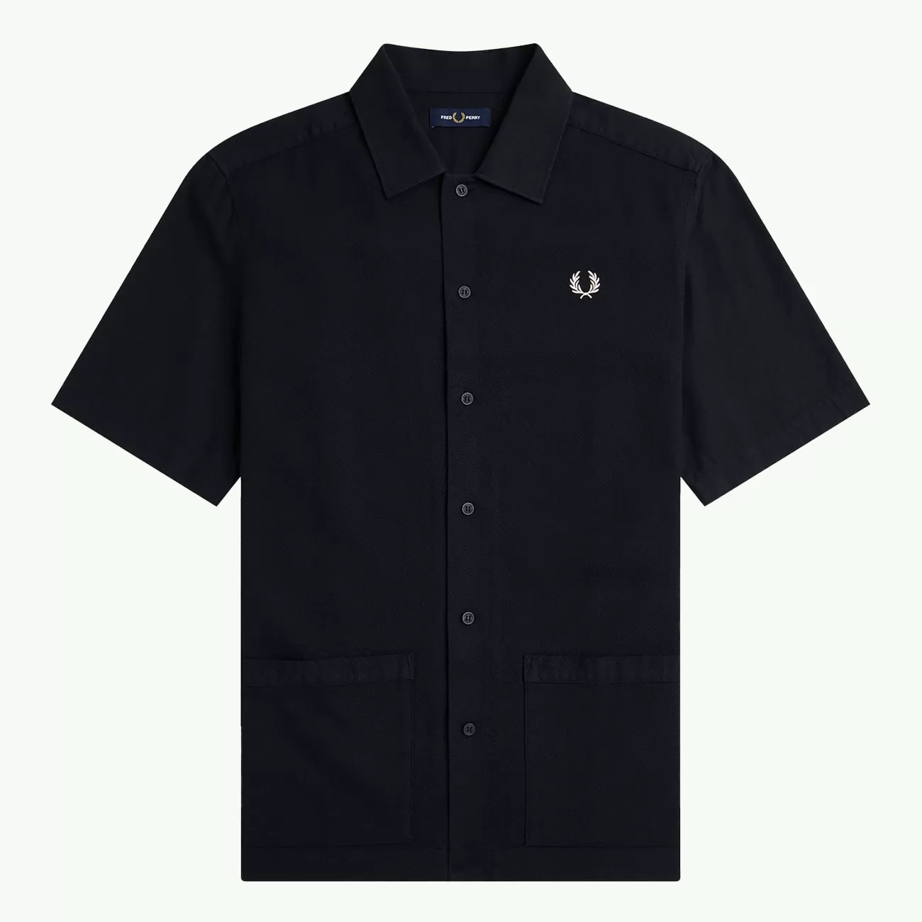 LINEN PIQUE PANEL SHIRT BLACK