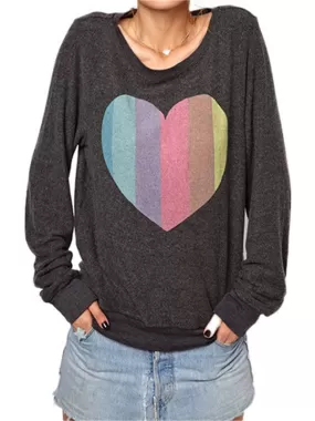 Loose Heart Printed Long Sleeve T-Shirt