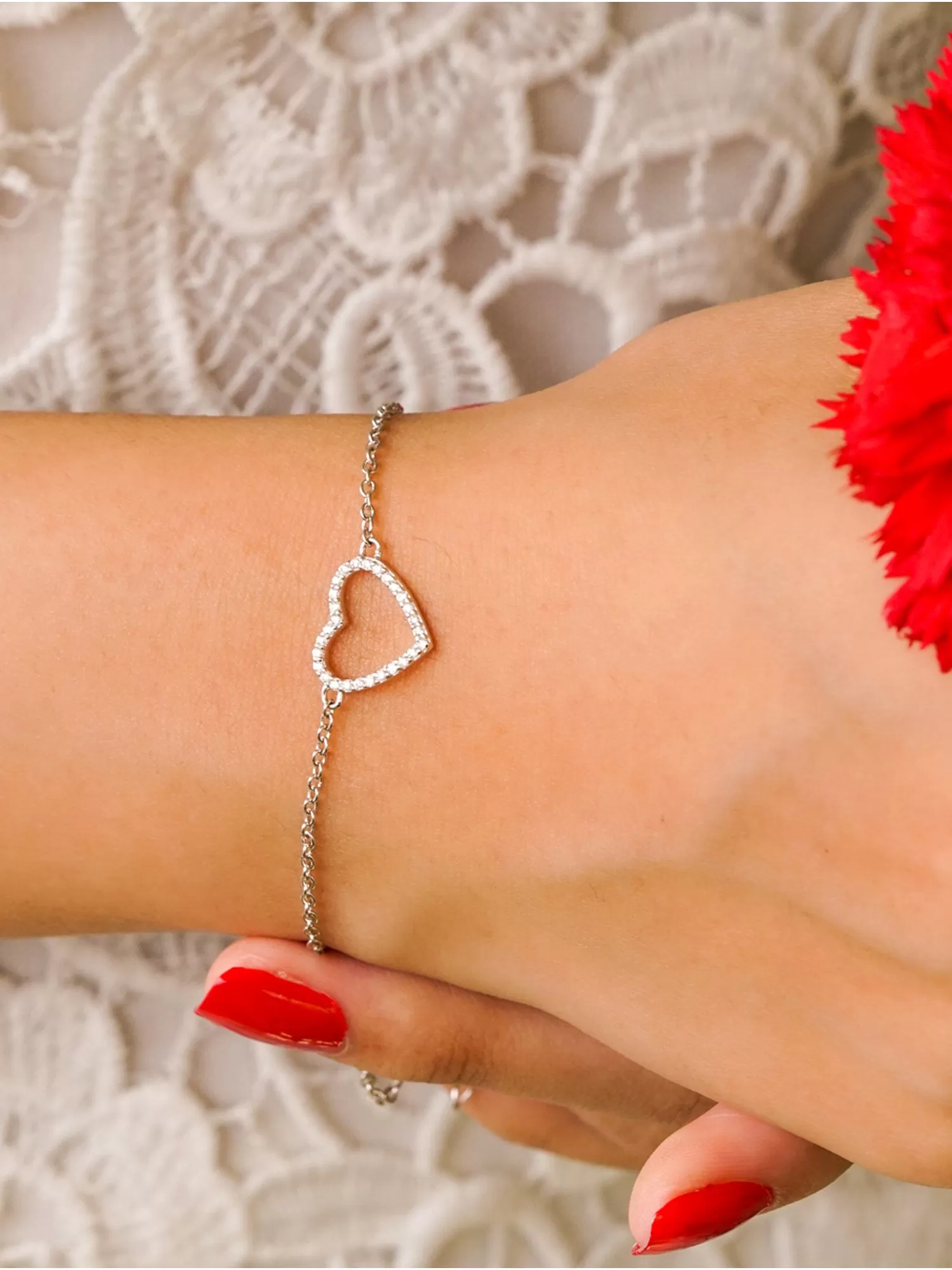 Love In Heart Silver Bracelet