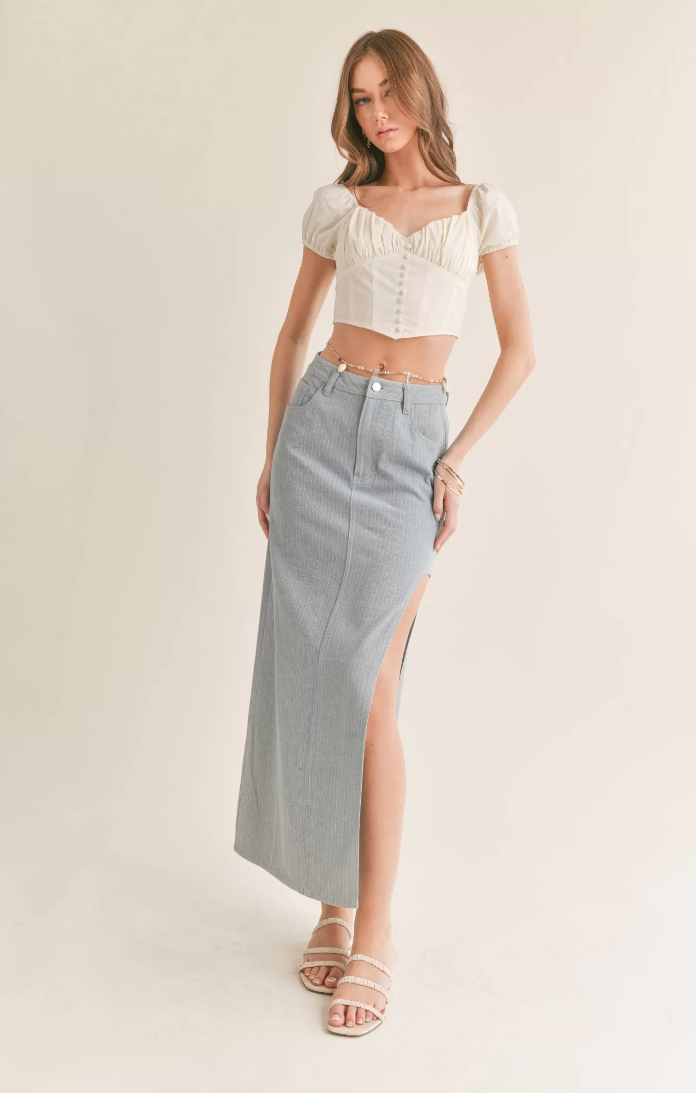 Love Story Gathered Corset Crop Top