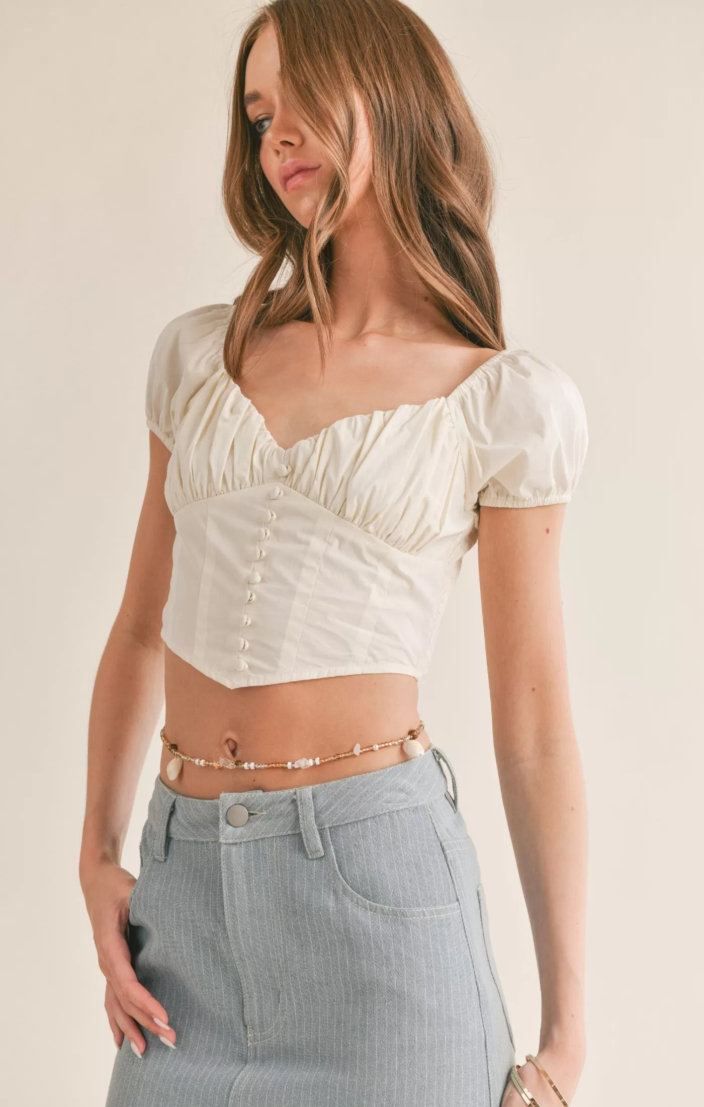 Love Story Gathered Corset Crop Top