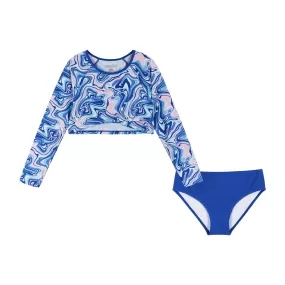 Marble Long Sleeve Rashguard Set (Size 7 -16 Years) | Bel Air Blue