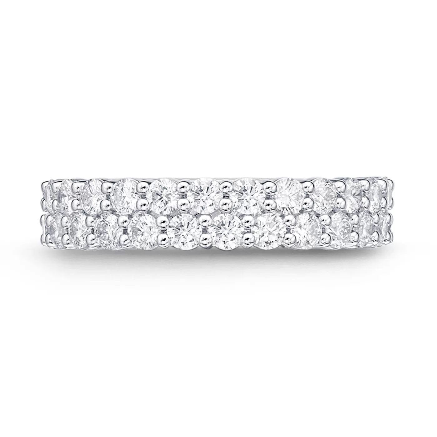 Memoire 18k White Gold 2-Row Paramount Halfway Diamond Band