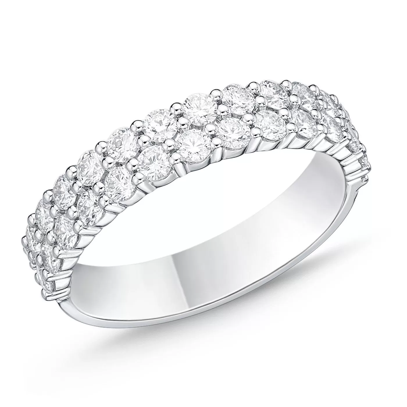 Memoire 18k White Gold 2-Row Paramount Halfway Diamond Band