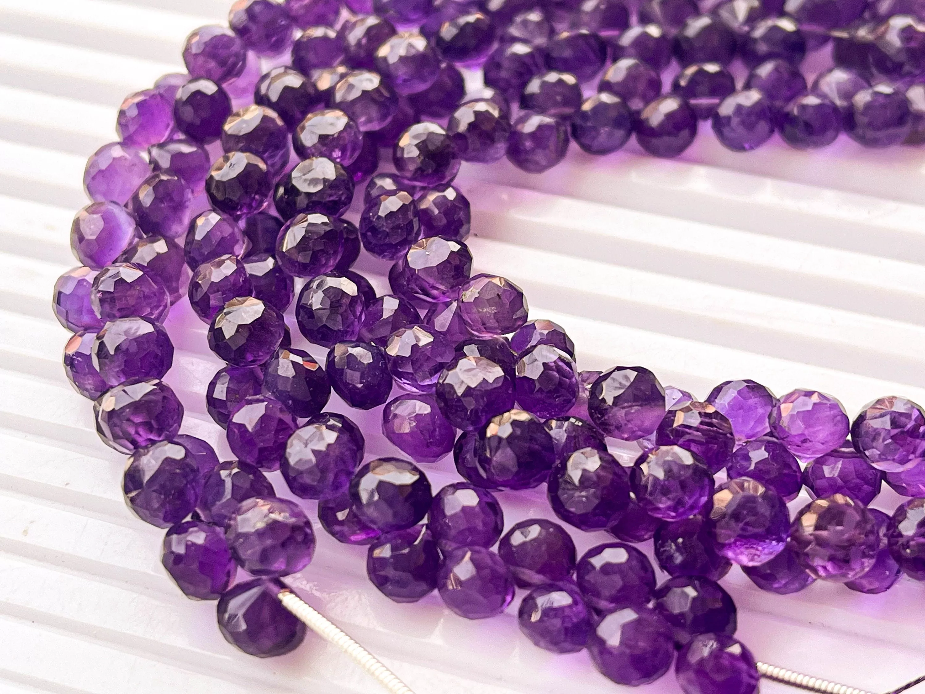 Natural Purple Amethyst Micro faceted Onion shape Drops, Amethyst gemstone, Amethyst teardrops, Amethyst Beads, Amethyst drops, 6mm to 7mm