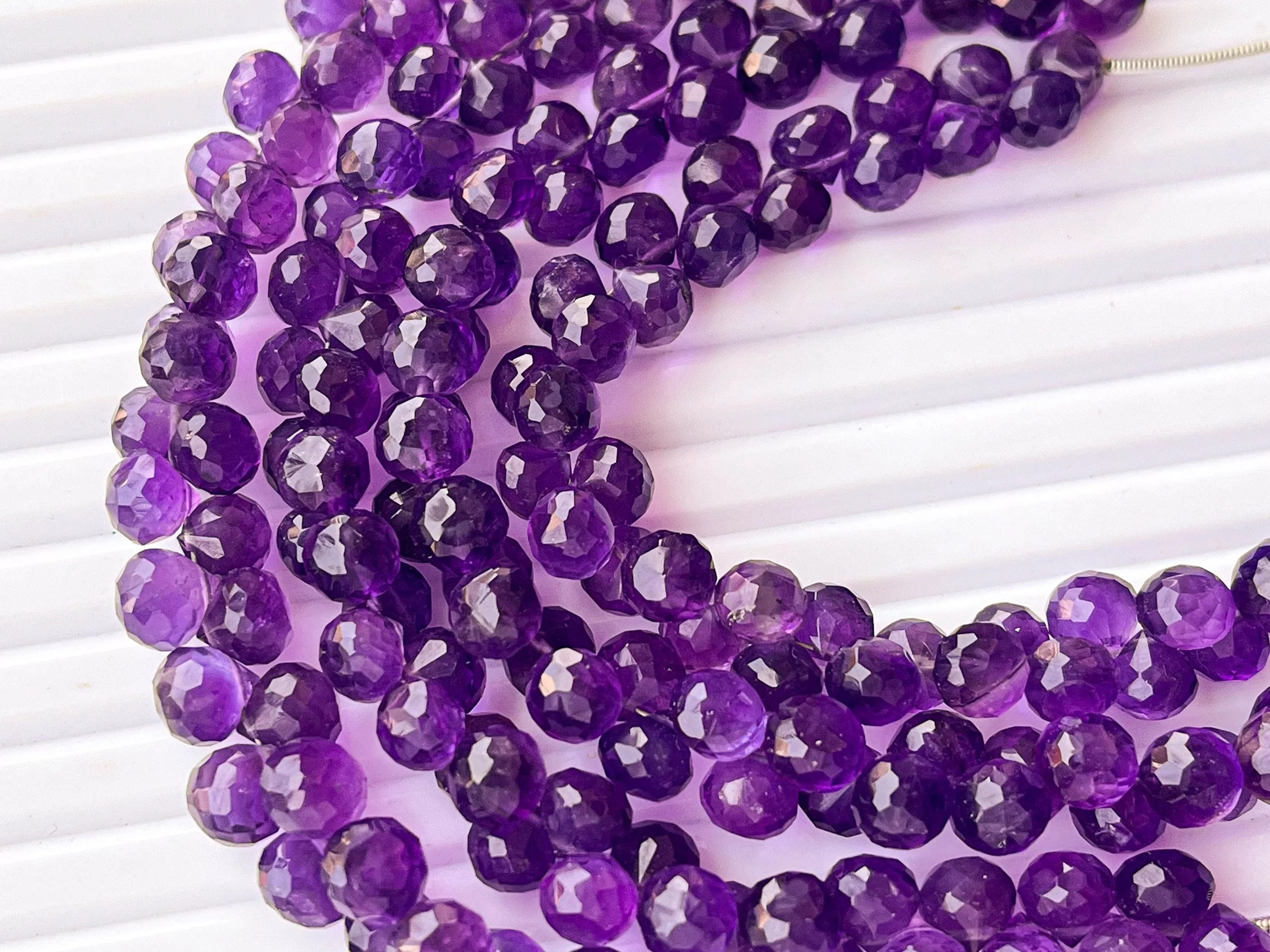 Natural Purple Amethyst Micro faceted Onion shape Drops, Amethyst gemstone, Amethyst teardrops, Amethyst Beads, Amethyst drops, 6mm to 7mm