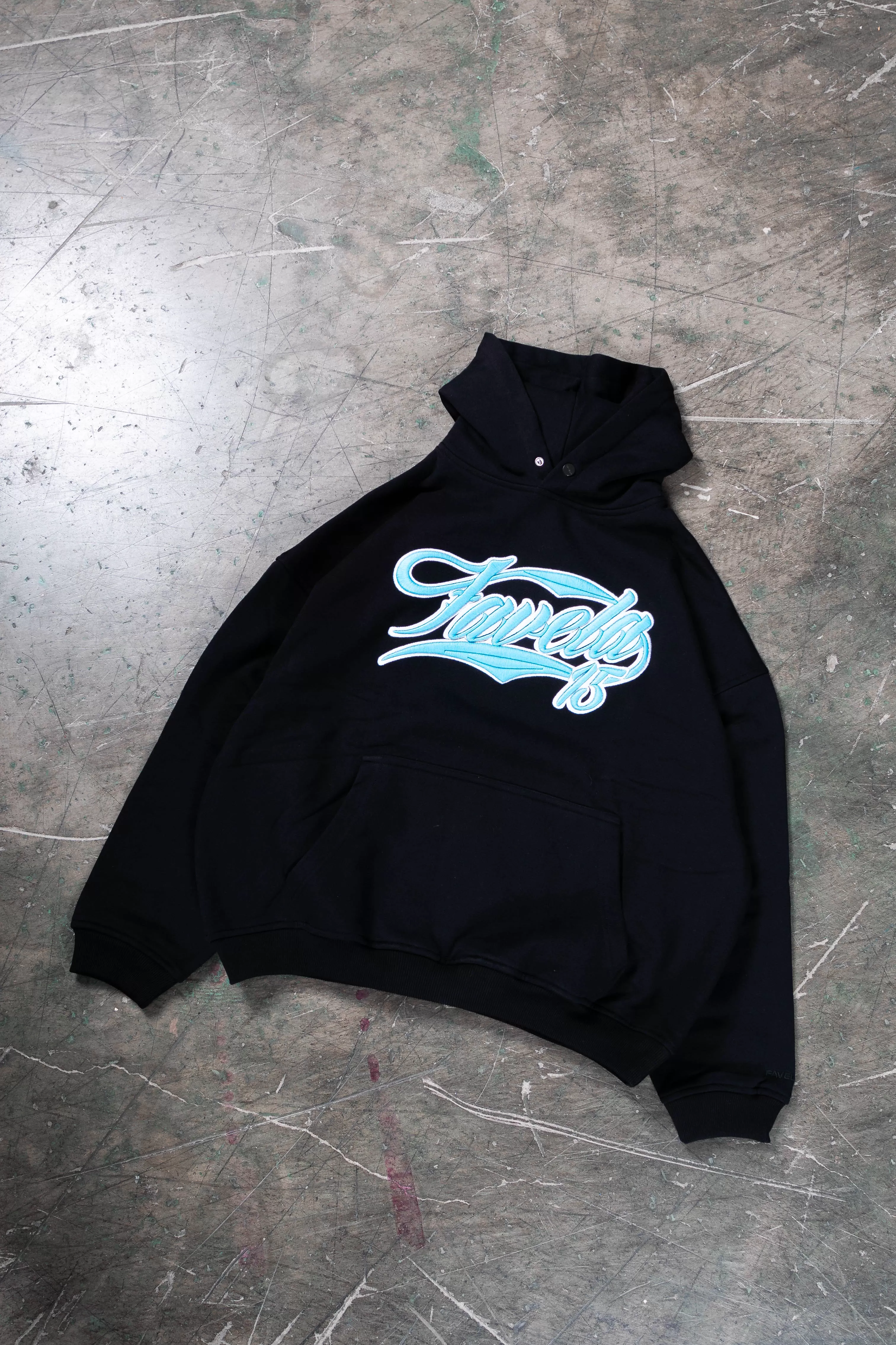 NEW 3D COLLEGE  BABYBLUE/WHITE BLACK SNAP BUTTON HOODIE