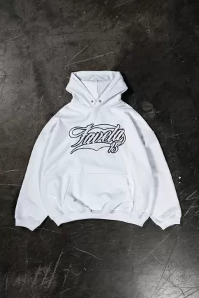 NEW 3D COLLEGE WHITE SNAP BUTTON HOODIE