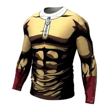 One Punch Man 'Serious Saitama' Long Sleeve Premium Compresssion RashGuard