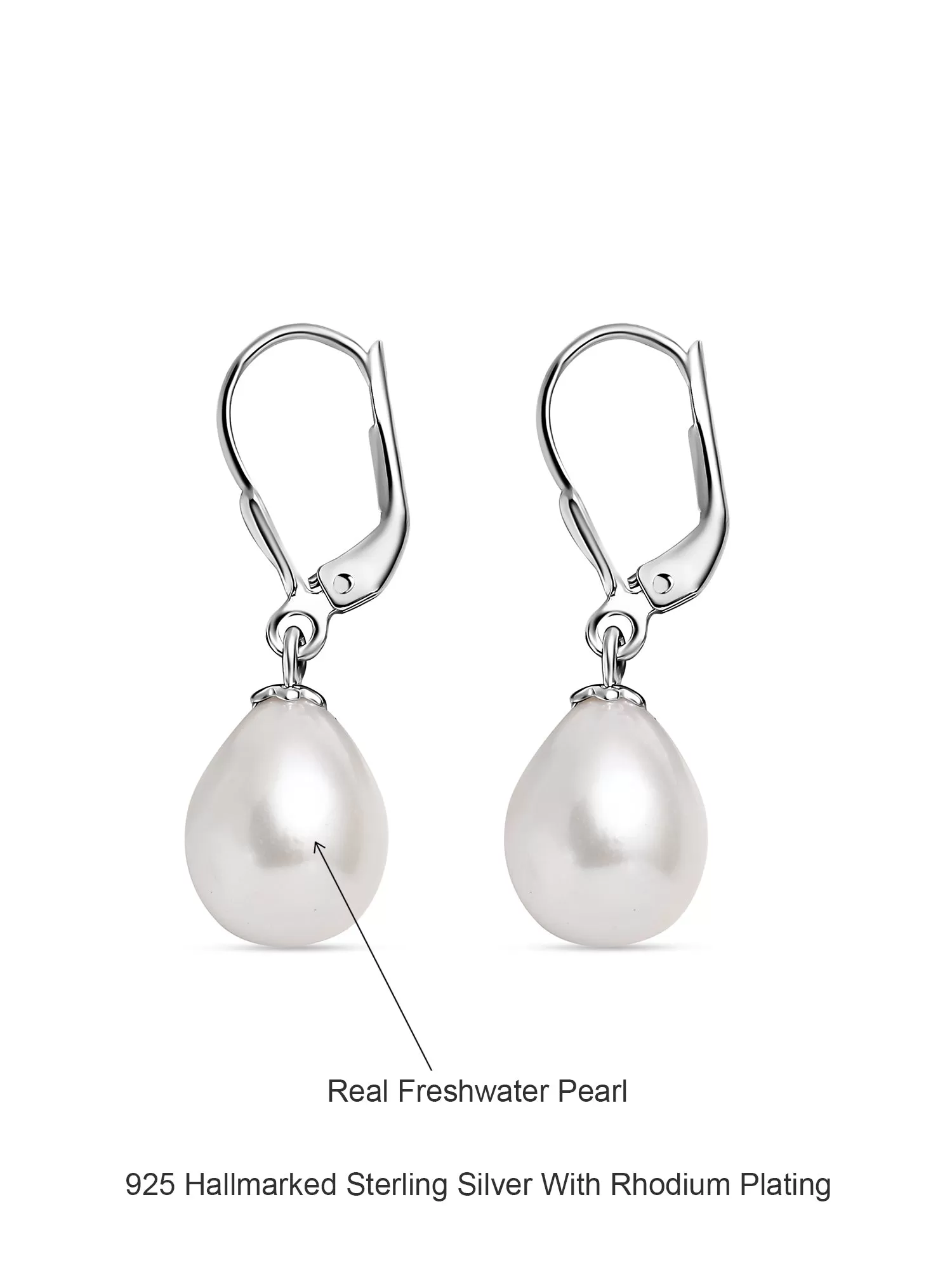 Ornate Jewels 10mm Real Pearl Drop Earrings