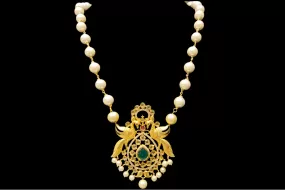 Pearls Necklace With Uncut American Diamond Pendant Set By Asp Fashion Jewellery