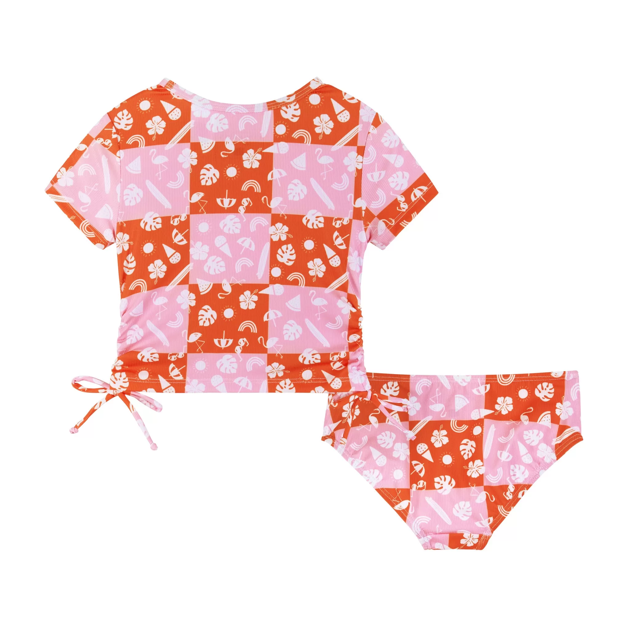 Pink Check Print Rashguard Set