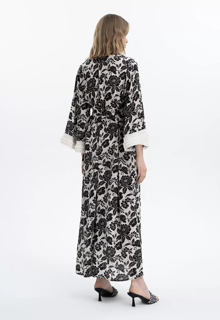 Printed Fringed Maxi Dress