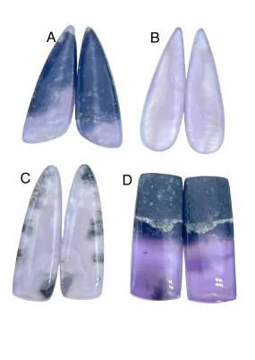 Purple Moss Agate Matching Cabochon Pairs Various Shapes (choose 1 pair)