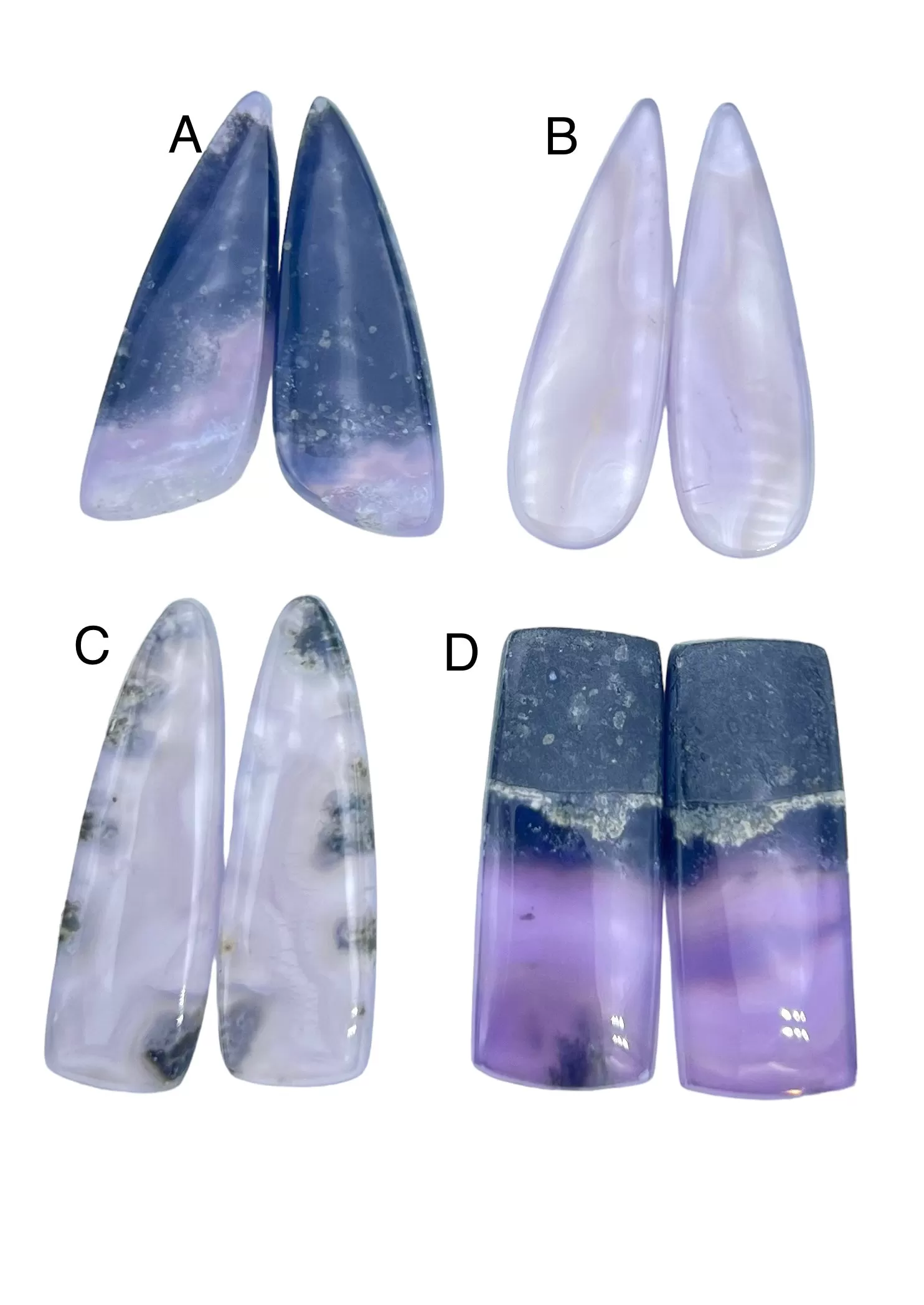 Purple Moss Agate Matching Cabochon Pairs Various Shapes (choose 1 pair)