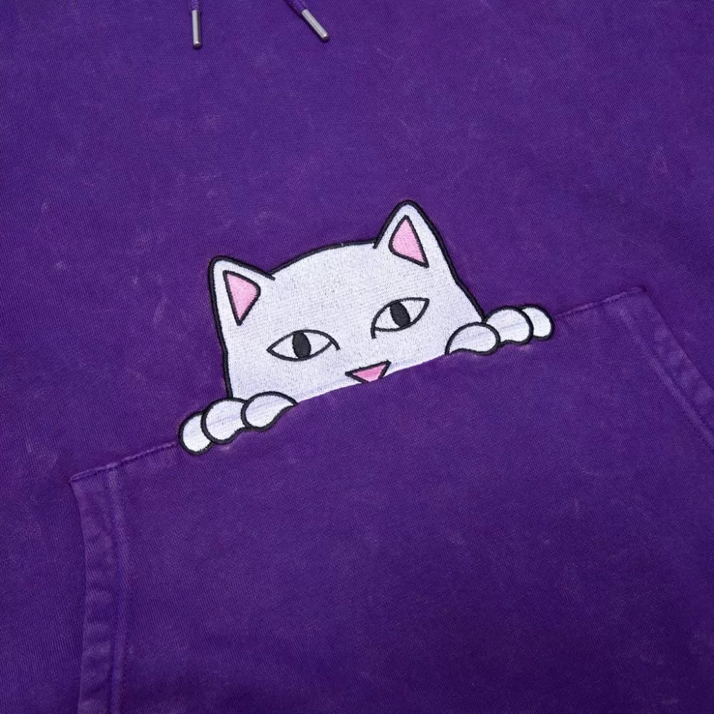 RIPNDIP PEEKING NERMAL EMBROIDERED HOODIE-PURPLE MIL WASH