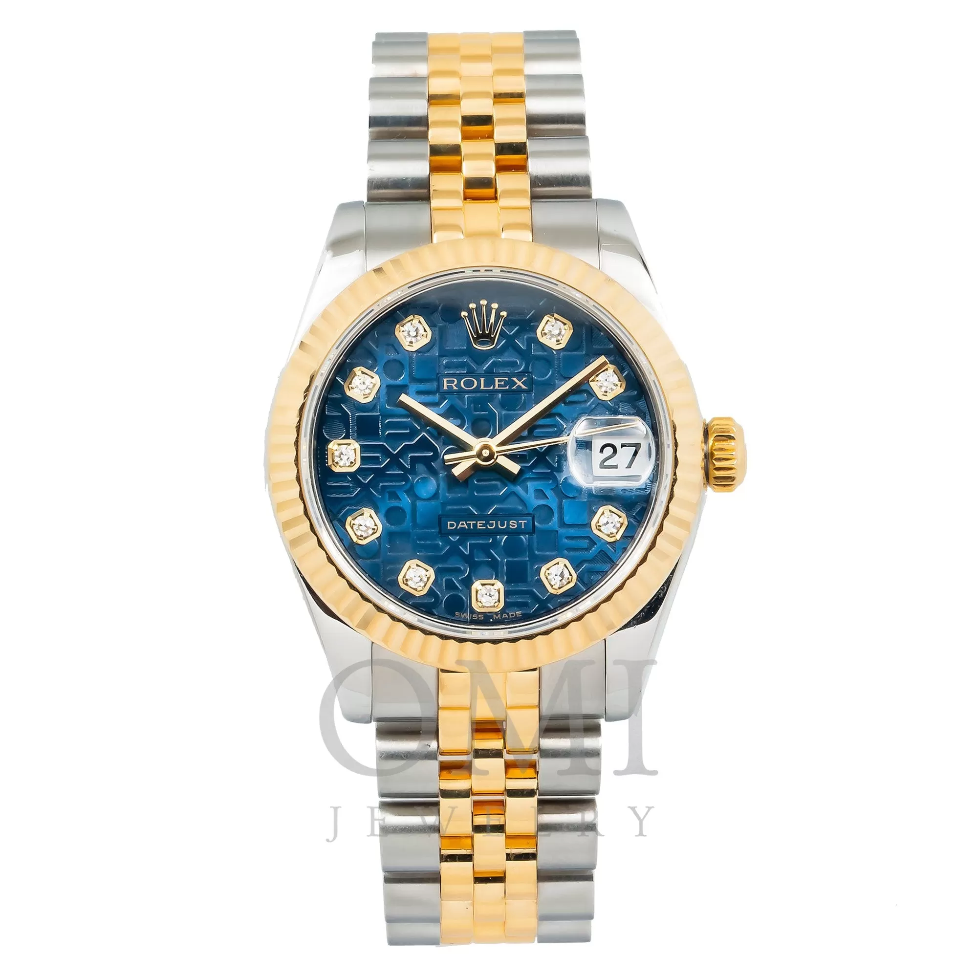 Rolex Datejust 178273 31MM Factory Blue Anniversary Diamond Dial With Two Tone Jubilee Bracelet