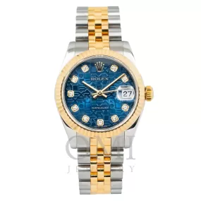 Rolex Datejust 178273 31MM Factory Blue Anniversary Diamond Dial With Two Tone Jubilee Bracelet