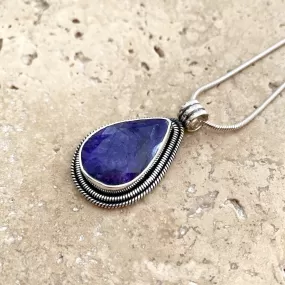 Sapphire Quartz Teardrop Pendant - Phoenix