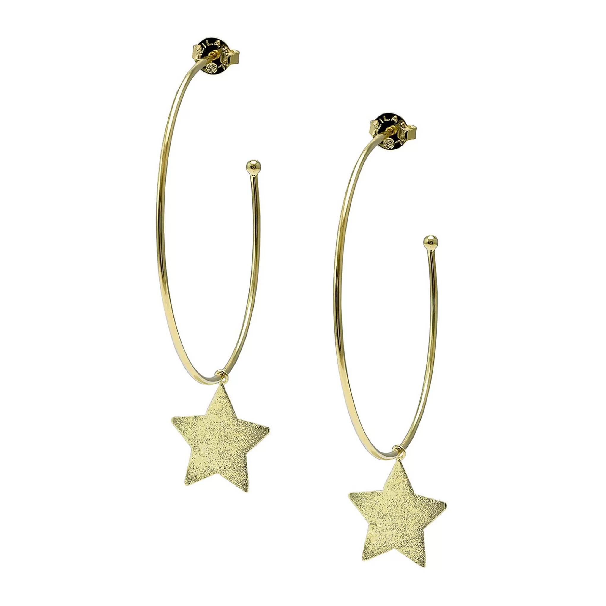 Sheila Fajl Phoenix Hoop Earrings with Star Charm in Gold Plated