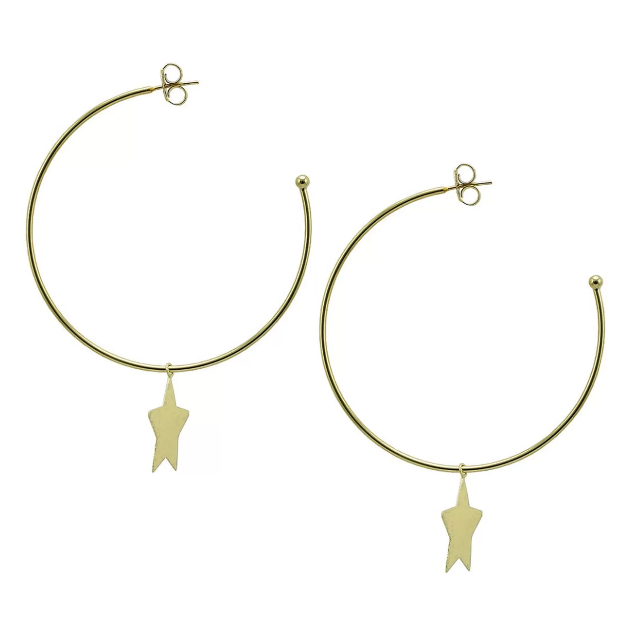 Sheila Fajl Phoenix Hoop Earrings with Star Charm in Gold Plated