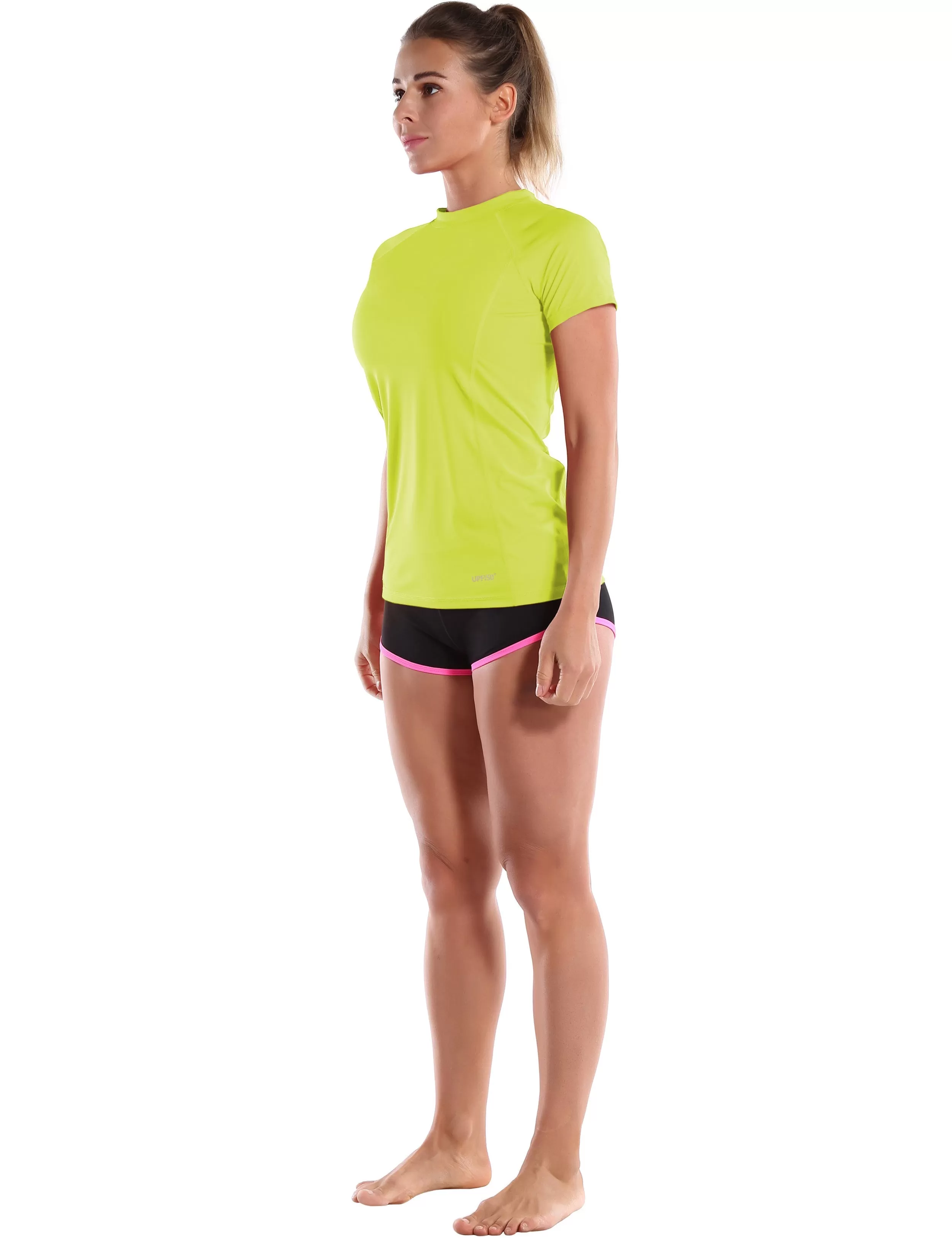 Short Sleeve UPF 50 Rashguard neonyellow_yogastudio