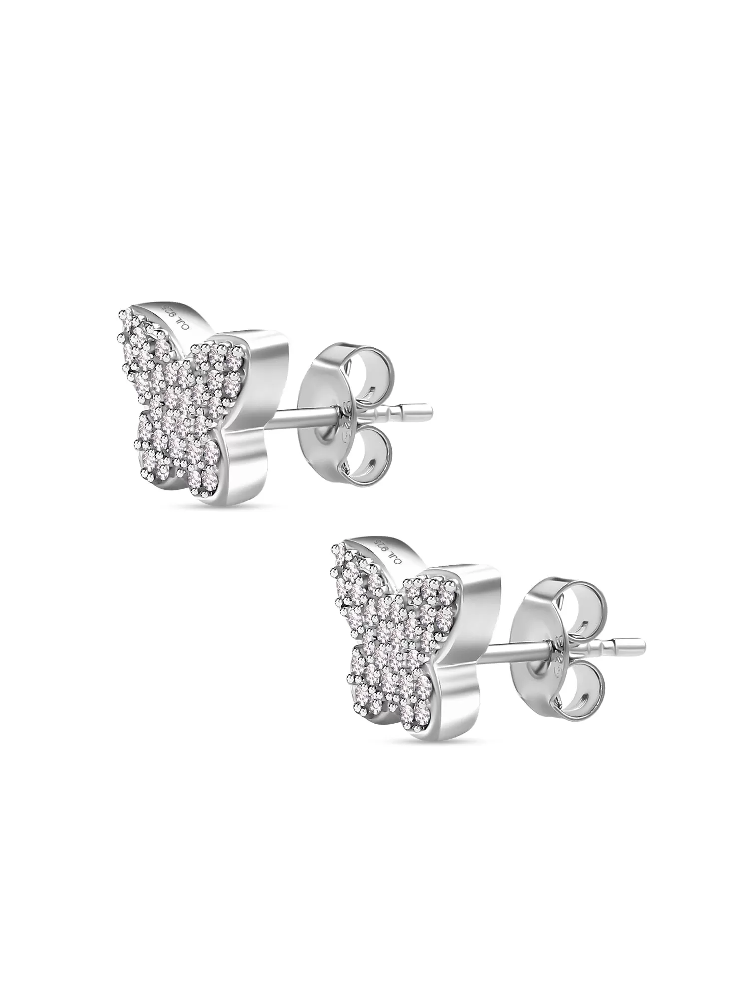 Silver Butterfly Diamond Look Earrings