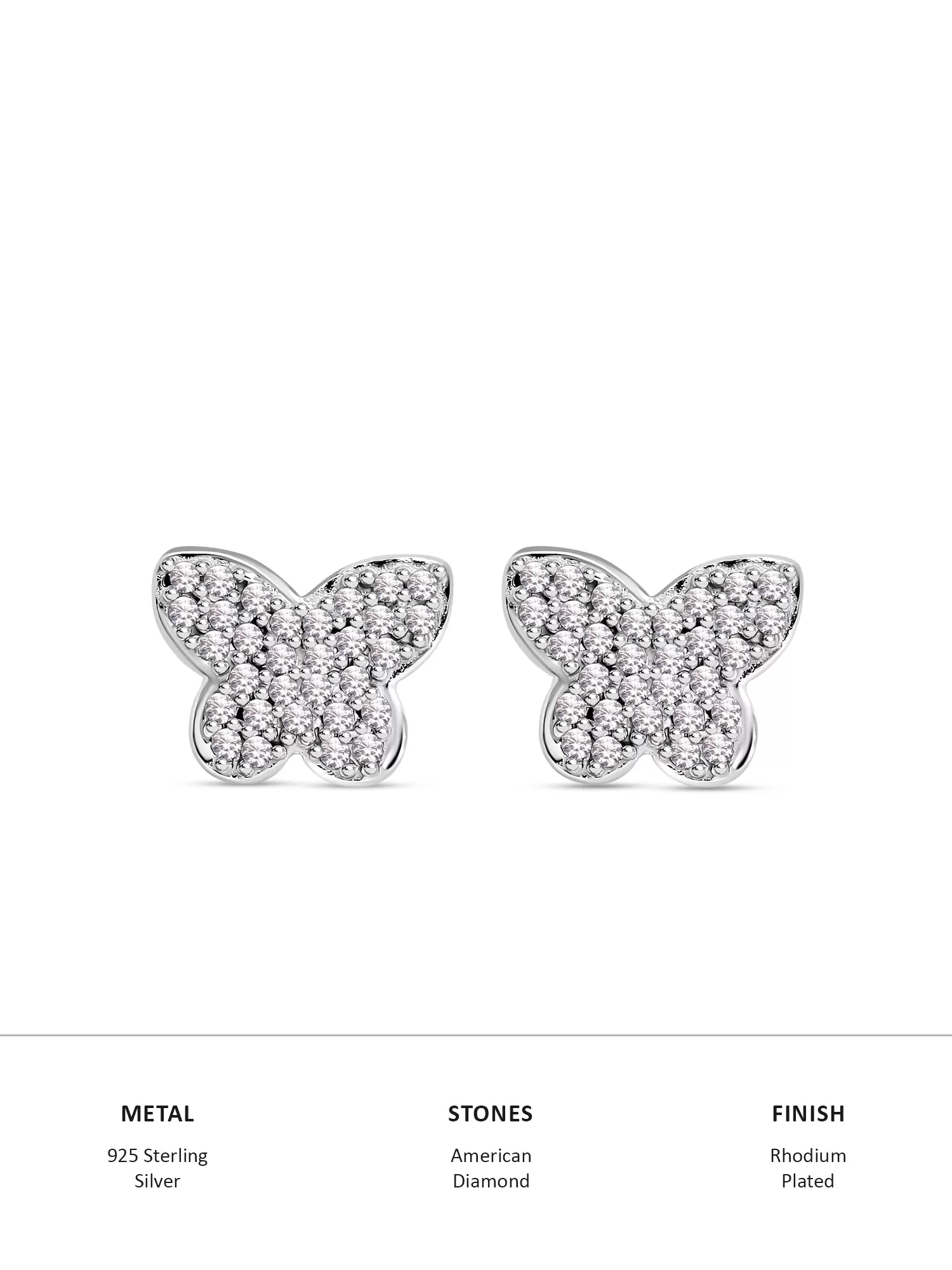 Silver Butterfly Diamond Look Earrings