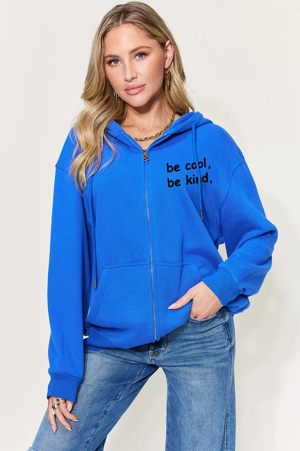 Simply Love Full Size Letter Graphic Zip Up Hoodie