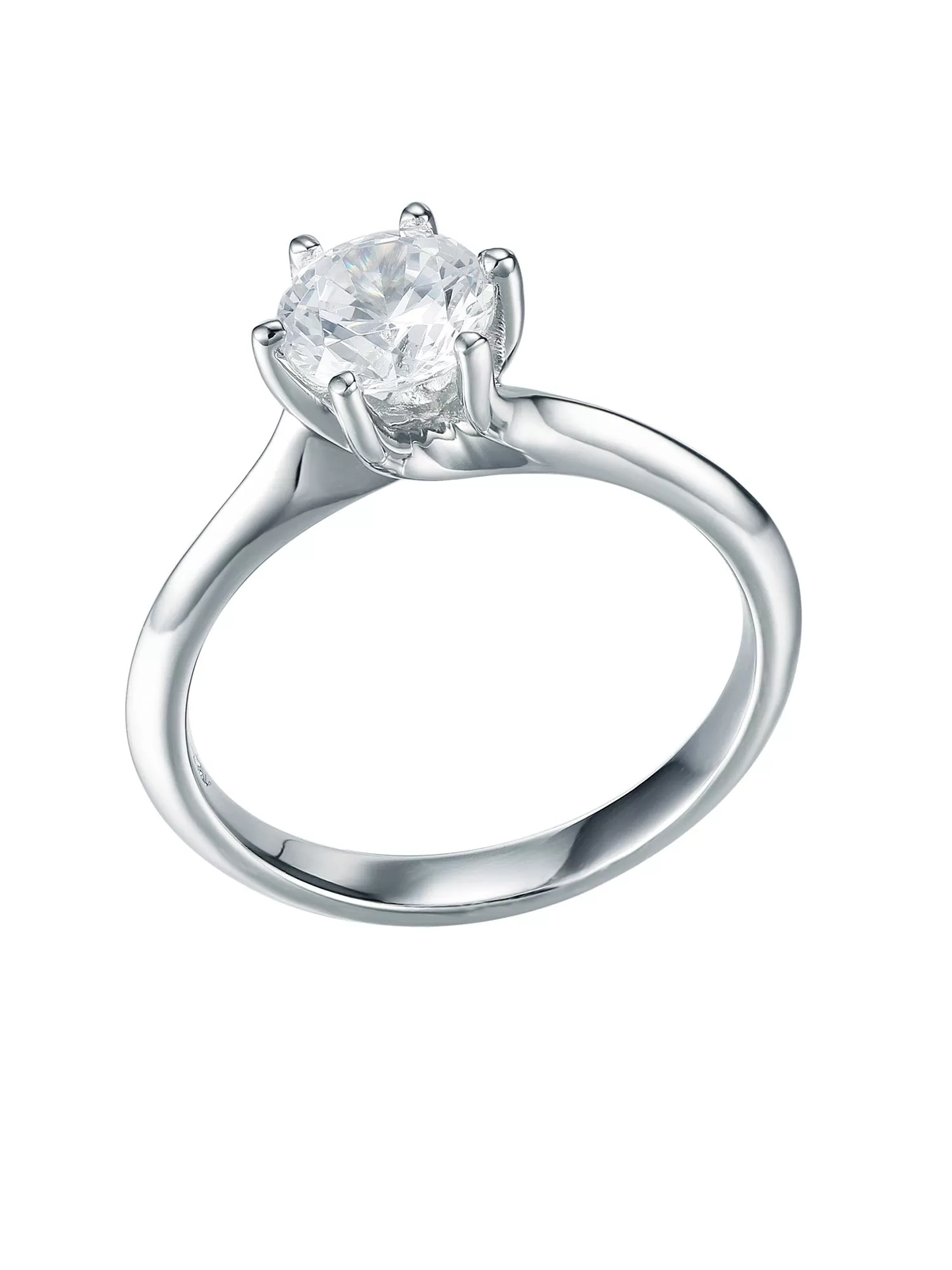 Six Prong 2 Carat Solitaire American Diamond 925 Silver Ring