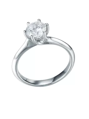 Six Prong 2 Carat Solitaire American Diamond 925 Silver Ring