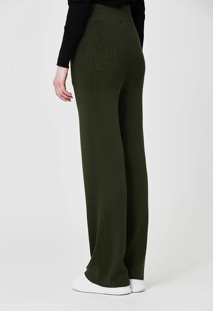 Solid Color Knitted Trouser