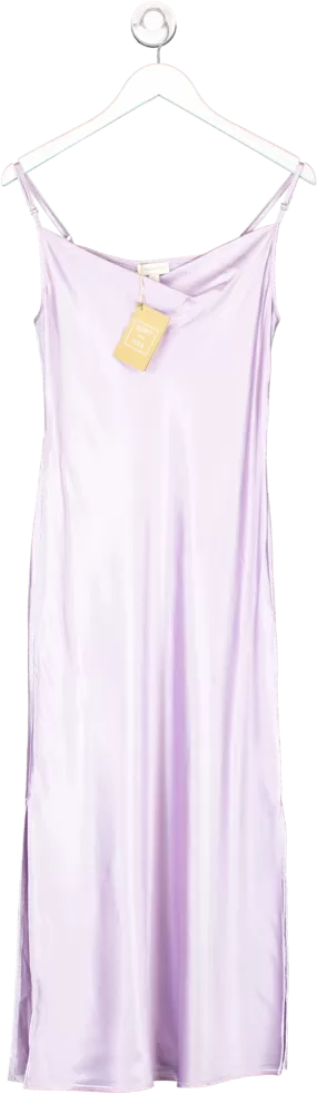 Sorci and Fofa Purple Cowl Neck, Slit Leg Midi Dress UK S