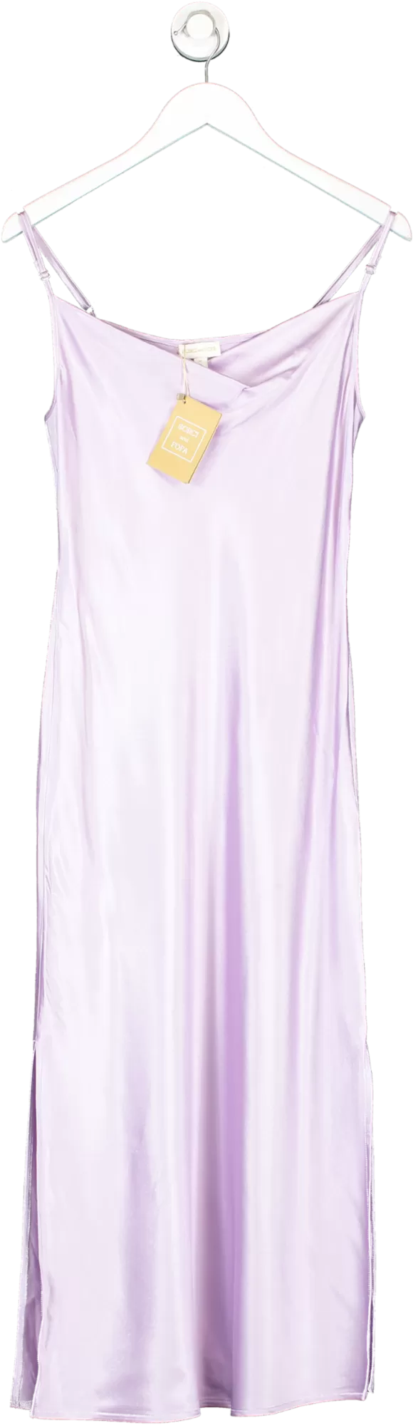 Sorci and Fofa Purple Cowl Neck, Slit Leg Midi Dress UK S