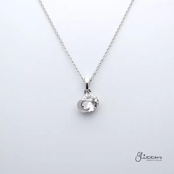 Sparkling Circle Crystal with Moon Pendant Necklace