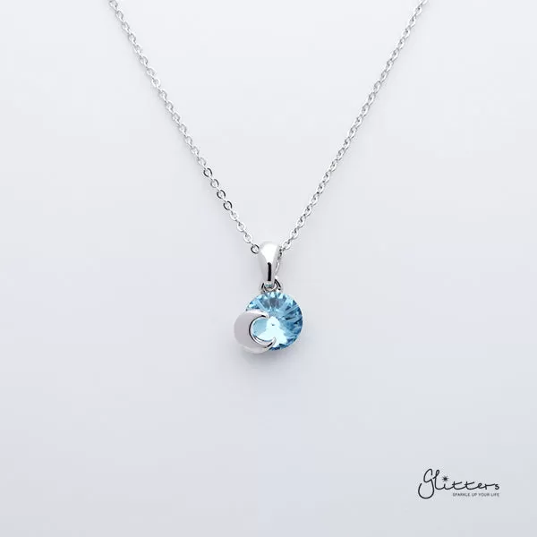 Sparkling Circle Crystal with Moon Pendant Necklace