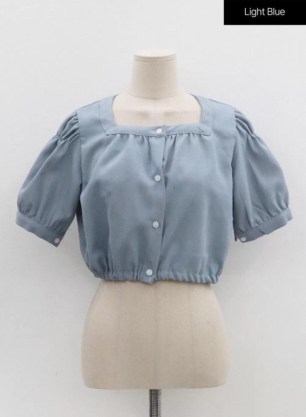 Square Neck Short Puffy Sleeve Crop Blouse ON01