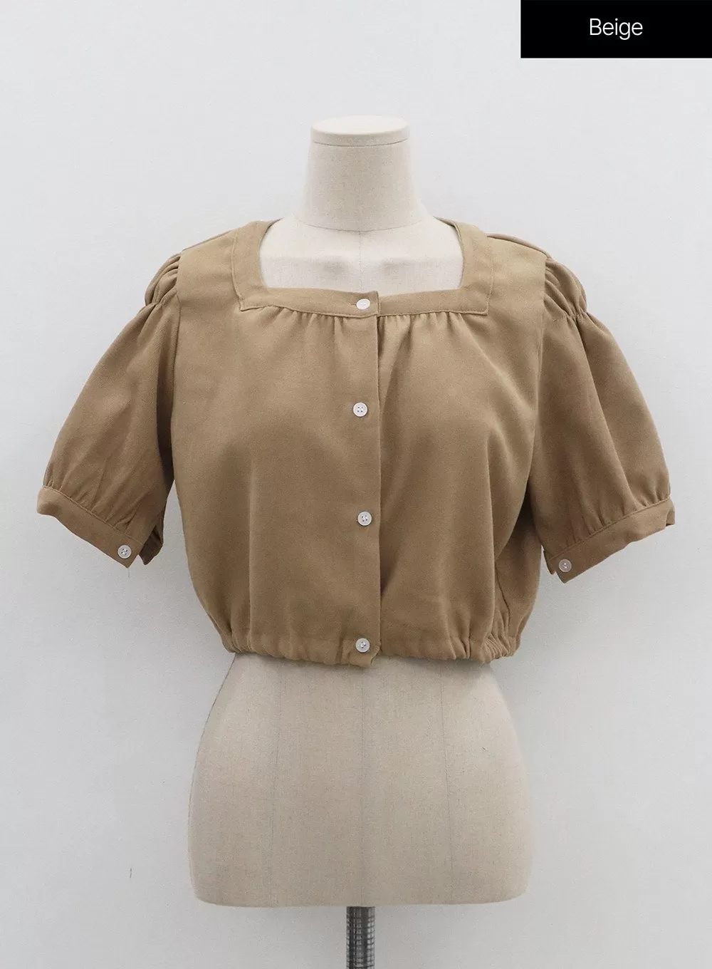 Square Neck Short Puffy Sleeve Crop Blouse ON01