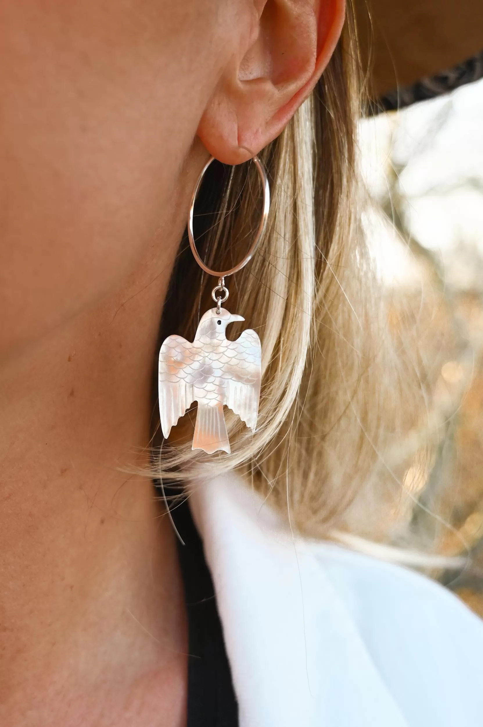 Still I Rise Silver Mother of Pearl Phoenix Earrings