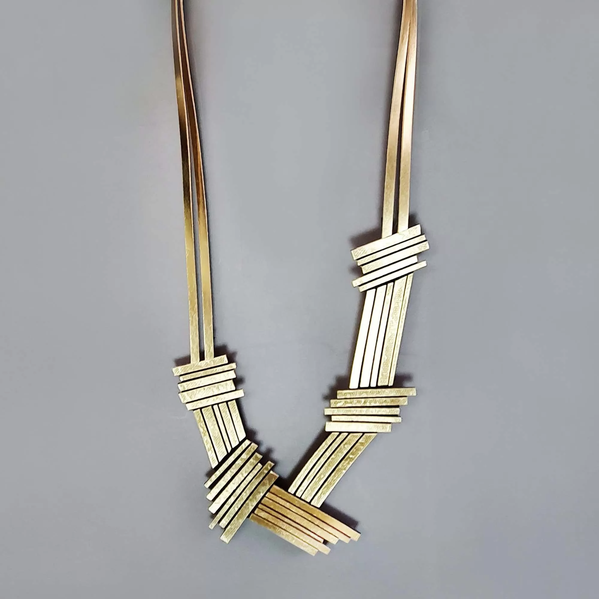 Stix long silver leather necklace