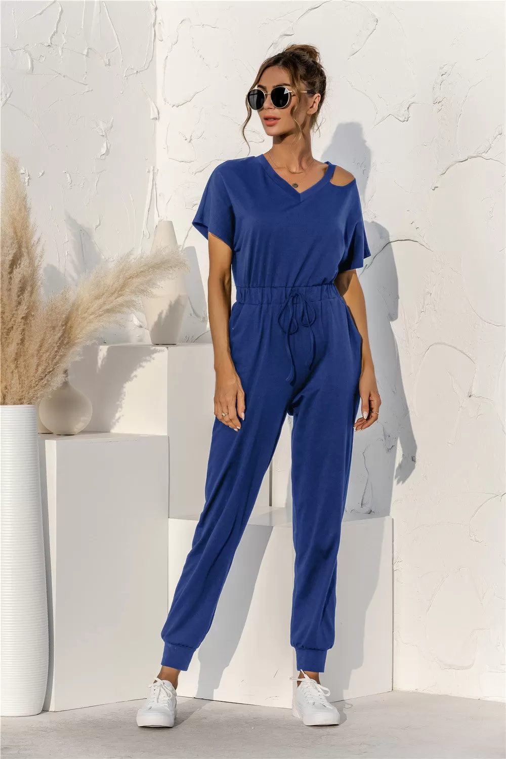 Sunset and Swim Cut Out V-neck Drawstring Jumpsuit