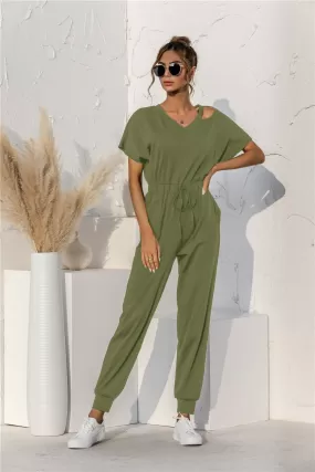 Sunset and Swim Cut Out V-neck Drawstring Jumpsuit