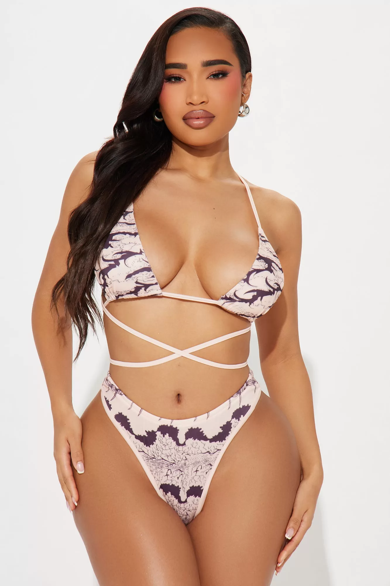 Tranquil Summers Mesh 3 Piece Bikini Set - Pink/combo