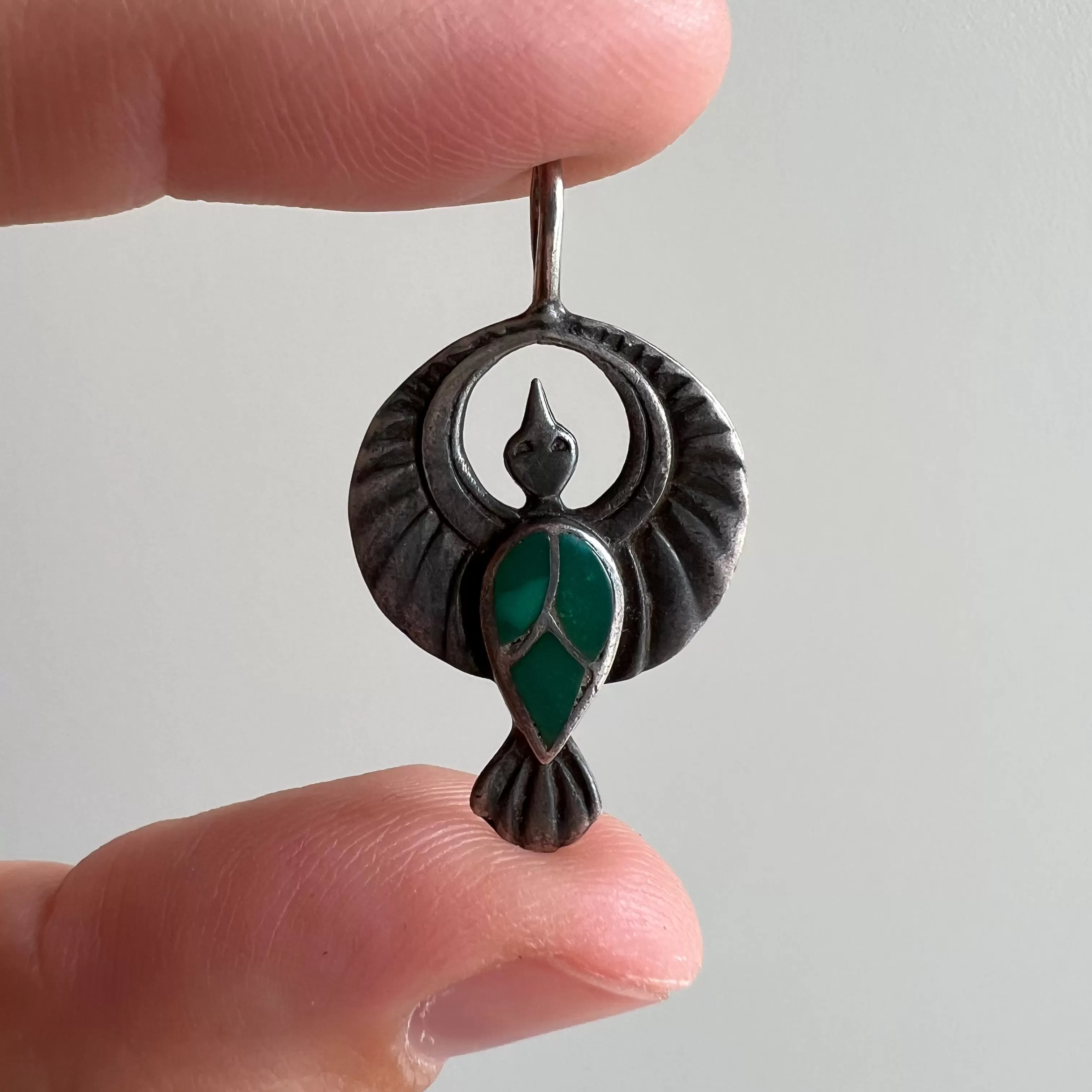 V I N T A G E // bird ballet / sterling silver and turquoise thunderbird / a pendant